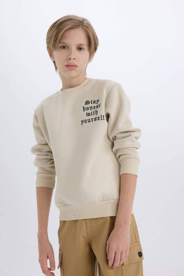 Boys Bike Crewneck Sweatshirt in Beige - 4