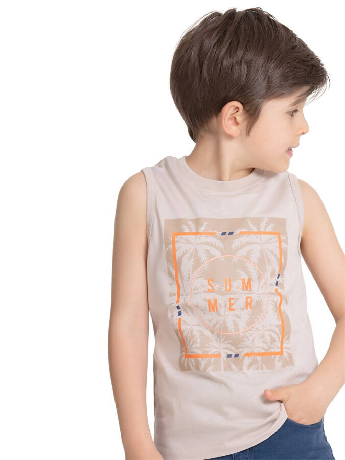 Boy's Bike Neck Printed Tank Top - 8