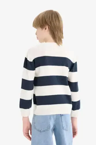 Boys' Bike Neck Striped Sweater C1710A824AU - 4