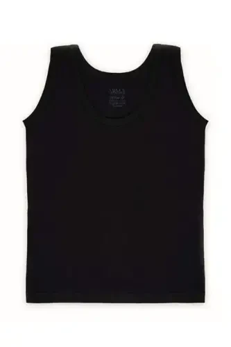 Boys Black 3-Pack Tank Tops 100% Cotton Jersey - 4