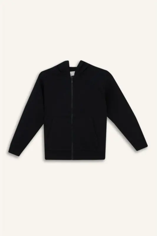 Boys Black Hooded School Cardigan-Black - 7