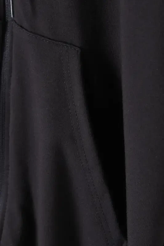 Boy's Black School Cardigan with Hood and Zipper 16194-Black - 3