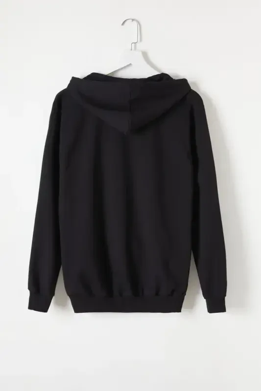 Boy's Black School Cardigan with Hood and Zipper 16194-Black - 5