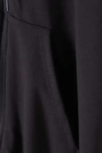 Boy's Black School Cardigan with Hood and Zipper 16194-Black - 3