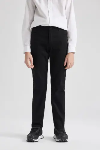 Boys Black Straight Leg Gabardine Basic Plain Trousers X4224a624sm - Black-BK27 - 1