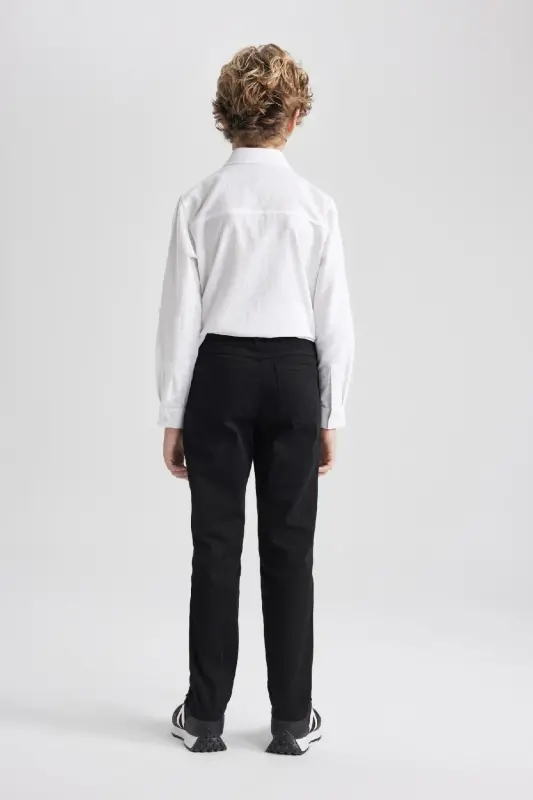 Boys Black Straight Leg Gabardine Basic Plain Trousers X4224a624sm - Black-BK27 - 7