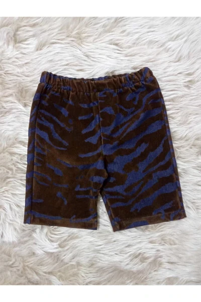 Boys Blue Velvet Detail Denim Shorts - KRM BEBE