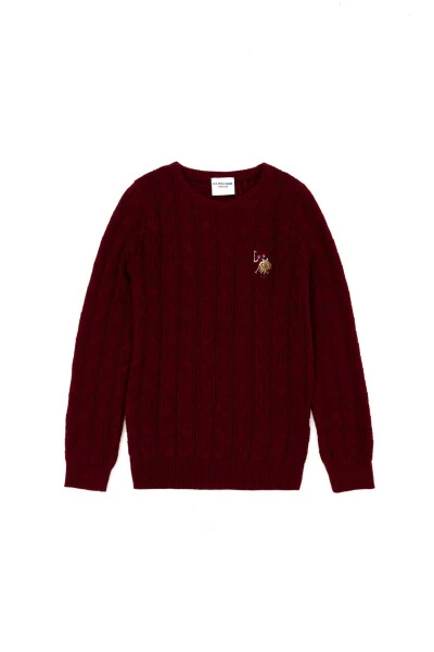 Boys Burgundy Basic Crew Neck Sweater 50269032-VR014 - U.S. POLO ASSN.