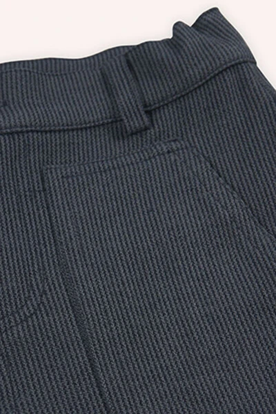 Boy's Buttoned Navy Blue Pants - 3