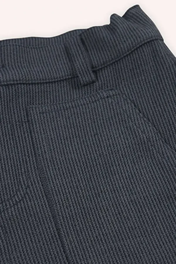 Boy's Buttoned Navy Blue Pants - 3