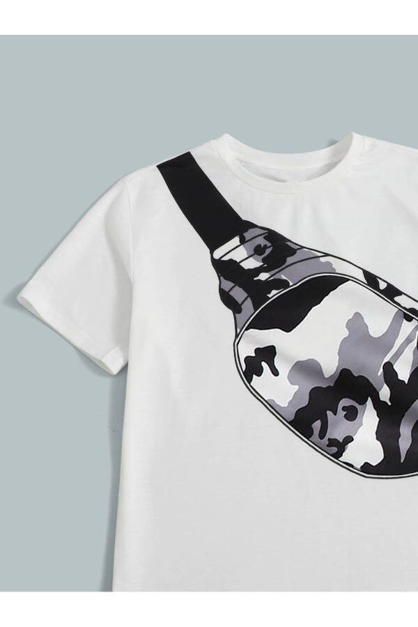 Boy's Camouflage And Bag Patterned T-Shirt And Shorts Set - 3
