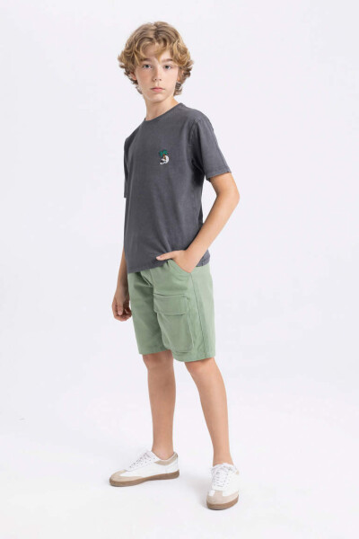 Boys' Cargo Fit Gabardine Shorts Green - 1