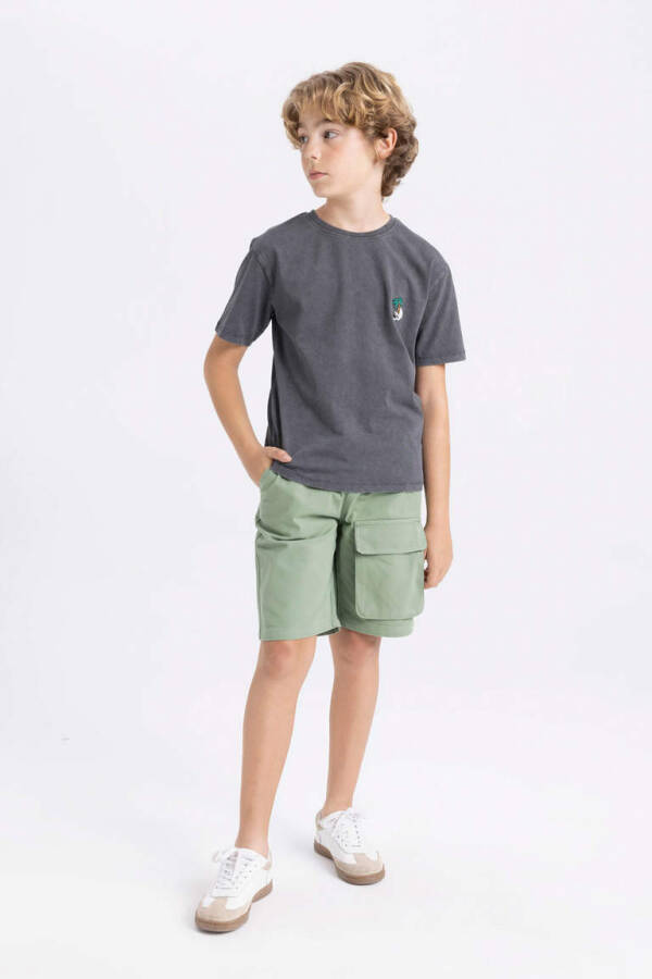 Boys' Cargo Fit Gabardine Shorts Green - 3