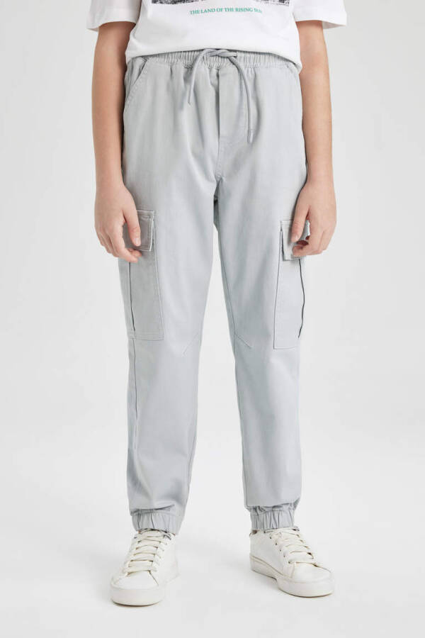 Boys Cargo Fit Jogger Gabardine Pants Light Grey - 4