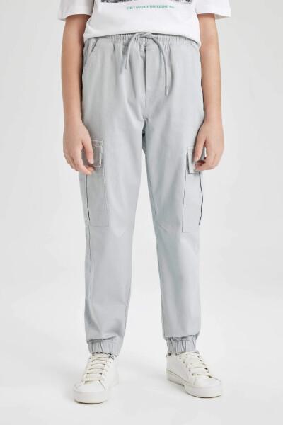 Boys Cargo Fit Jogger Gabardine Pants Light Grey - 7