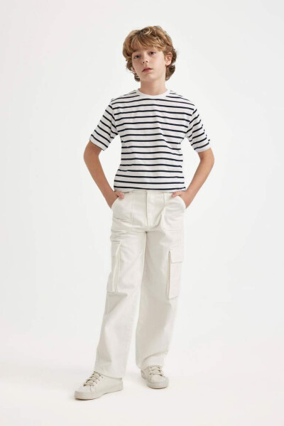 Boys Cargo Fit Straight Leg Jean Pants Ecru - 4