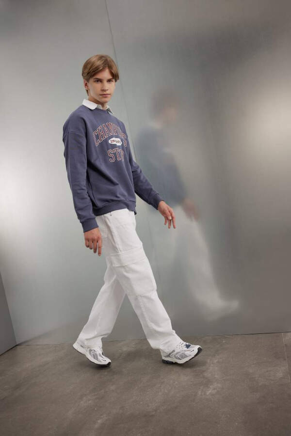 Boys Cargo Fit Straight Leg Jean Pants Ecru - 8