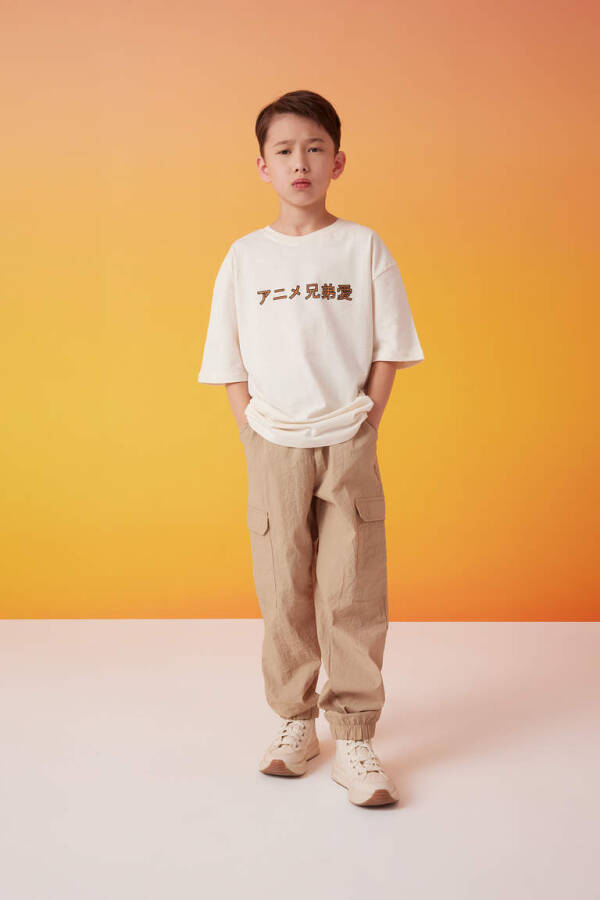 Boys Cargo Pocket Jogger Parachute Pants Sand - 2