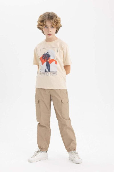 Boys Cargo Pocket Jogger Parachute Pants Sand - 4