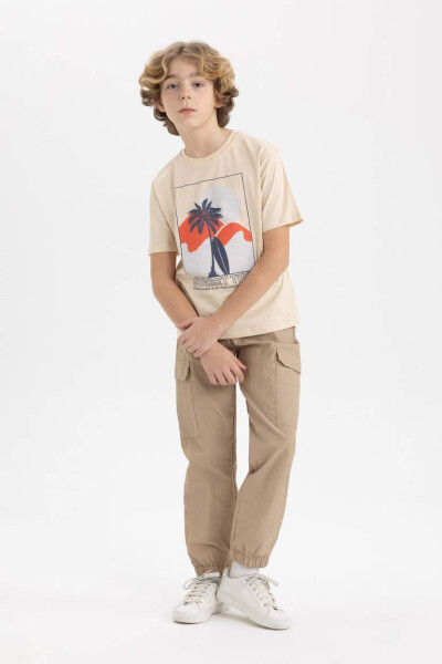 Boys Cargo Pocket Jogger Parachute Pants Sand - 5