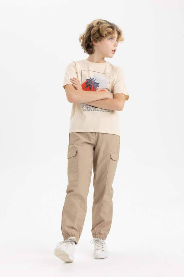 Boys Cargo Pocket Jogger Parachute Pants Sand - 7