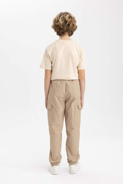 Boys Cargo Pocket Jogger Parachute Pants Sand - 10