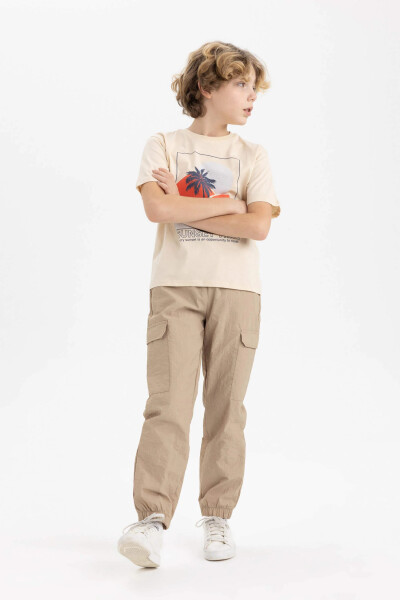 Boys Cargo Pocket Jogger Parachute Pants Sand - 11