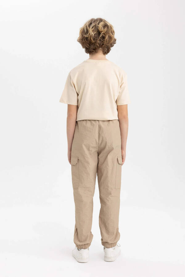 Boys Cargo Pocket Jogger Parachute Pants Sand - 12