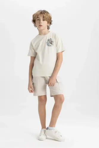 Boys Cargo Pocket Shorts-Stone - 4