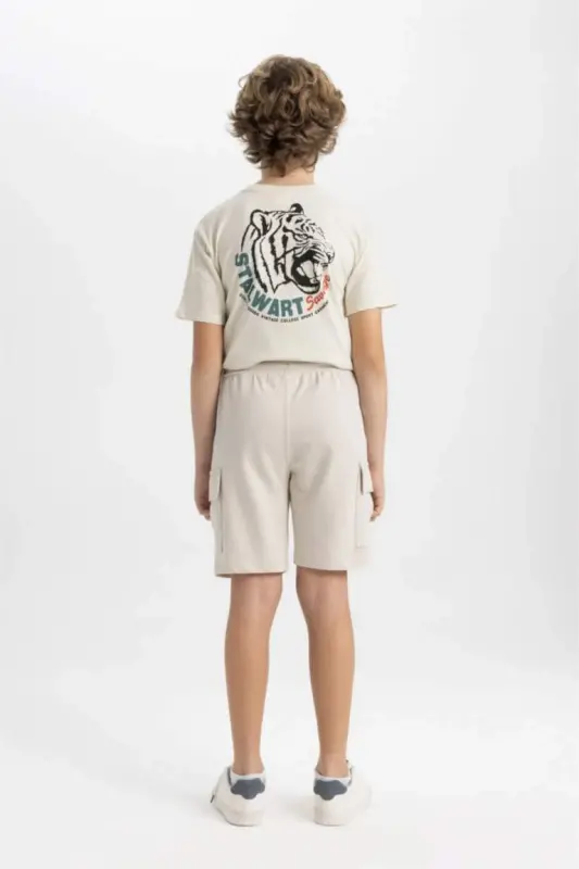 Boys Cargo Pocket Shorts-Stone - 7
