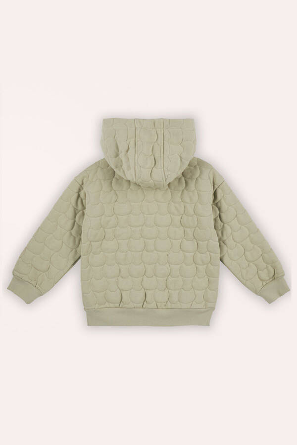 Boy's Cat Quilted Zipped Green Sweats - 3