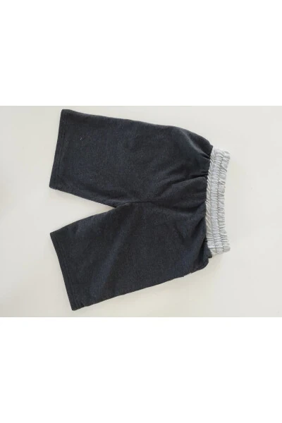 Boys' Charcoal Grey Pocket Printed Shorts Capri - KARELIM TEKSTIL (1)
