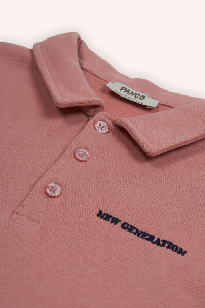 Boy's Collared Rose Sweatshirt-019 - 3