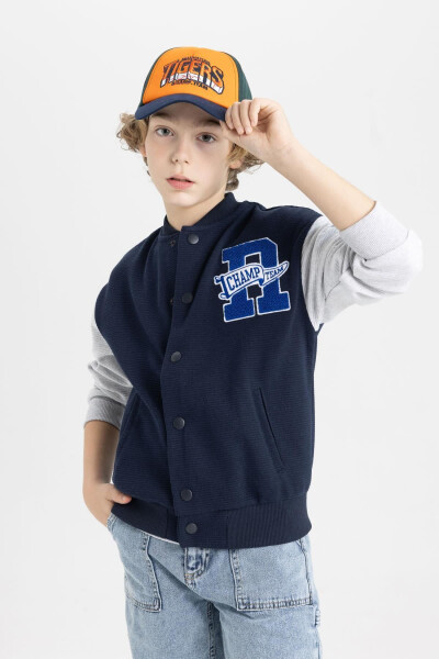 Boys College Neck Bomber Jacket Hoodie B6635A824SP - 1