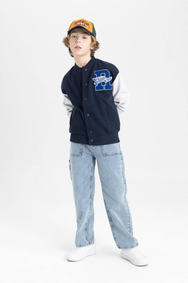 Boys College Neck Bomber Jacket Hoodie B6635A824SP - 2