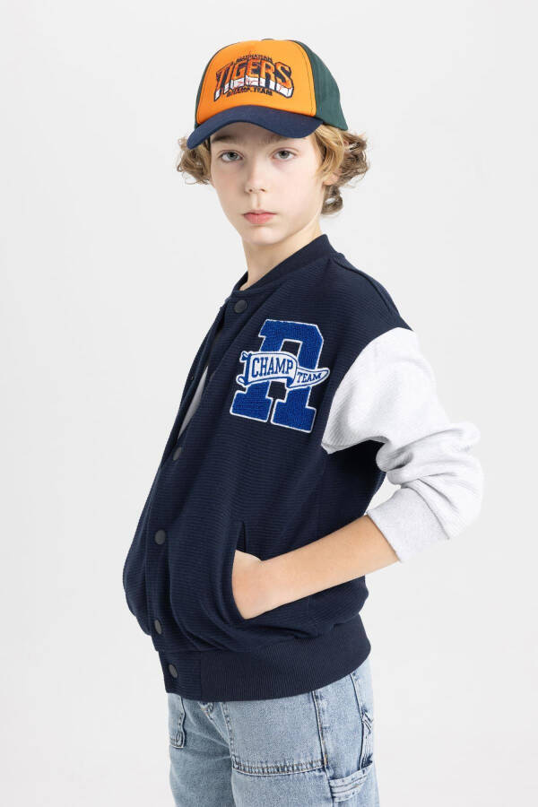 Boys College Neck Bomber Jacket Hoodie B6635A824SP - 5