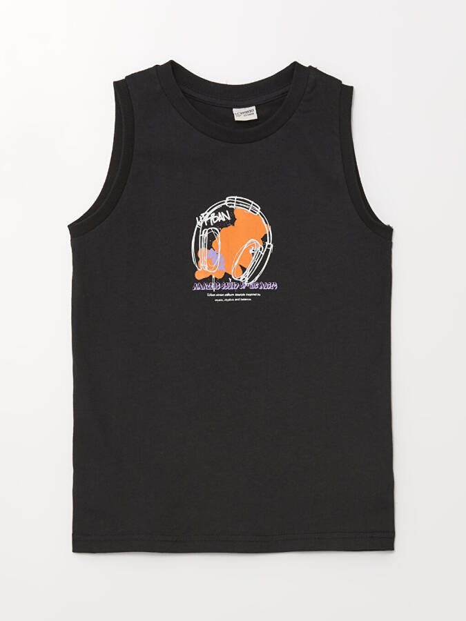 Boys' Comfortable Fit Bike Neck Printed Tank Top - 3