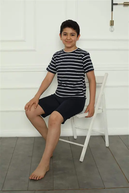 Boy's Cotton Pajamas with Shorts, 20394 - BÜYÜKBEDENIZ