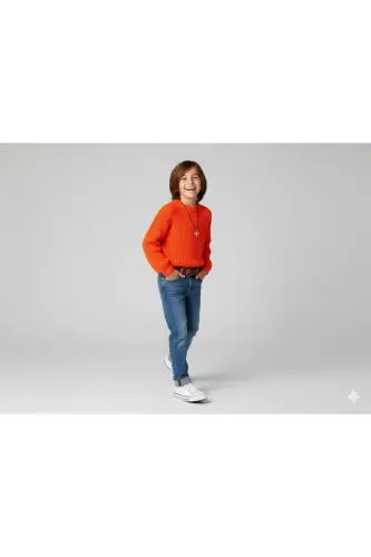 Boys' Crew Neck Thessaloniki Knit Sweater (2-13 Years) - ORANGE - CLOUDY KIDS (1)
