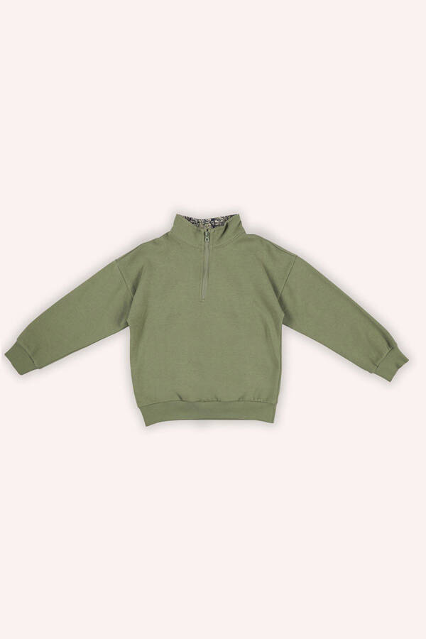 Boy's Detailed Baggy Khaki Sweatshirt - 1