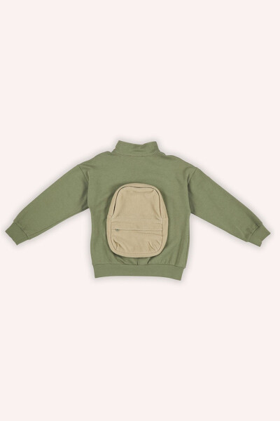 Boy's Detailed Baggy Khaki Sweatshirt - 2