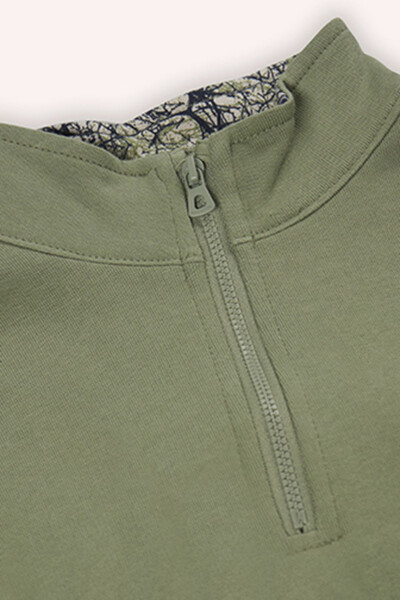 Boy's Detailed Baggy Khaki Sweatshirt - 4