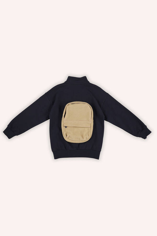 Boys Detailed Navy Blue Sweatshirt - 2