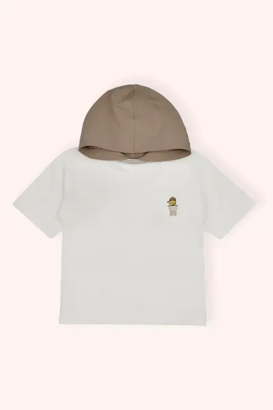 Boy's Ecru Hoodie T-Shirt - PANÇO