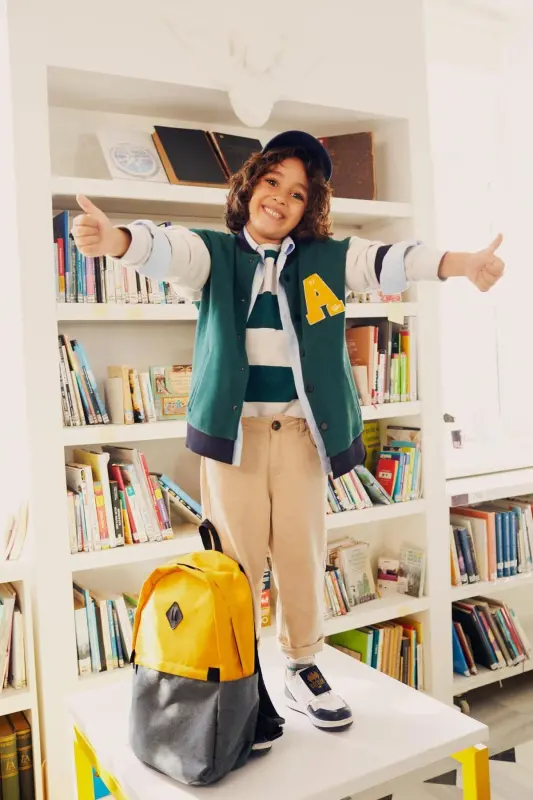 Boys Gabardine School Trousers-Beige - 2