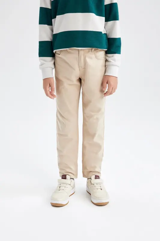 Boys Gabardine School Trousers-Beige - 7