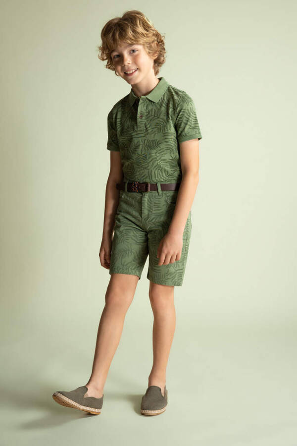 Boys Gabardine Shorts Green - 1