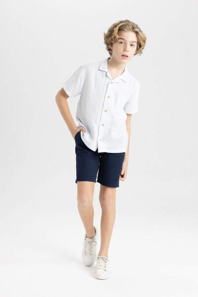 Boys Gabardine Shorts Navy Blue - 1