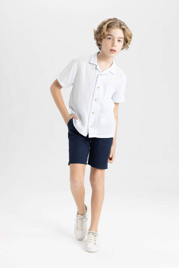 Boys Gabardine Shorts Navy Blue - 1