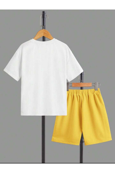 Boys-Girls Kids White Summer Adventures Printed T-shirt-shorts Set - 3